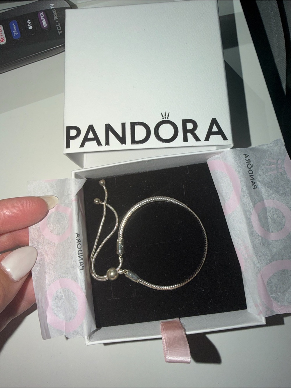 Pandora Silver Adjustable Snake Chain Slider Bracelet - Silver